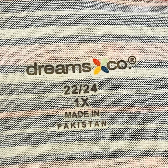 Dreams & Co Womens Sleepshirt 1X Lounge Dress Striped Sleeveless Round Neck - Picture 5 of 7